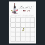 Wijn Thema Bruids Bingo Douche spelletjes<br><div class="desc">Wijn thema Vrijgezellenfeest Bingo spel kaart met waterverf wijnglas en fles. Personaliseer de achterkant van de kaart met de naam van de bruid en douchedatum.</div>
