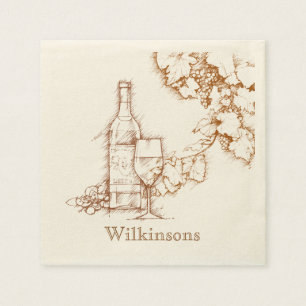 Wijn thema tekening servet