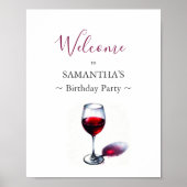 Wijn Thema Verjaardagsfeest Welkomstbord – Bourgog Poster (Voorkant)