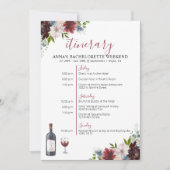 Wijn Thmet Bachelorette Itinerary Invitation Kaart (Voorkant)