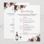 Wijn Thmet Bachelorette Itinerary Invitation Kaart (Voorkant / Achterkant)
