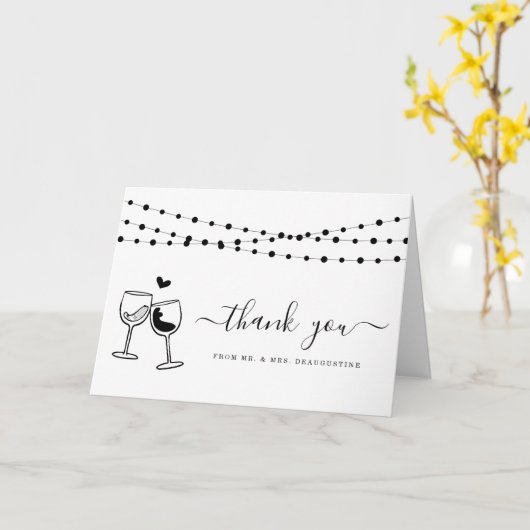 Wijn Toast & Koord Lichten Dank u Kaart (Gele Bloem)