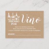 Wijn tombola kaartje engels spaans douche kaart (Achterkant)