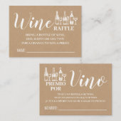 Wijn tombola kaartje engels spaans douche kaart (Voorkant / Achterkant)