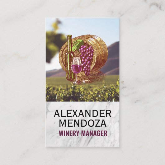 Wijn Touw Druiven Glas Fles | Wijngaard Visitekaartje (Voorkant)