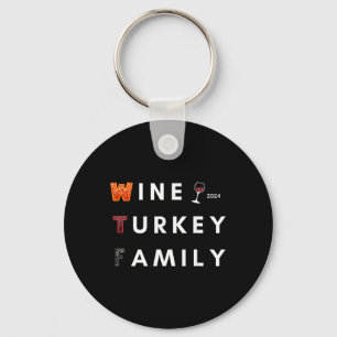 Wijn Turkije Familie Thanksgiving Diner Herfst Her Sleutelhanger
