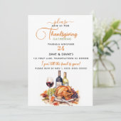 Wijn & Turkije Thanksgiving Gathering Kaart (Staand voorkant)