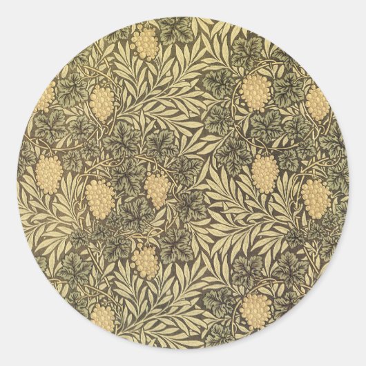 Wijn van William Morris,  textielpatronen Ronde Sticker (Voorkant)