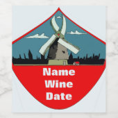 Wijn van windmolen wijn etiket (Enkel label)
