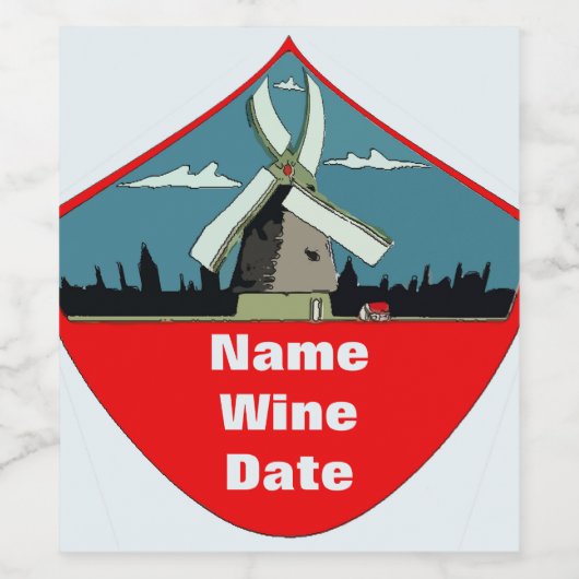 Wijn van windmolen wijn etiket (Enkel label)