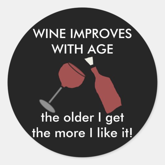 WIJN VERBETERT MET AGE Wine Sticker (Voorkant)