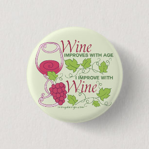 Wijn verbetert met leeftijd ronde button 3,2 cm