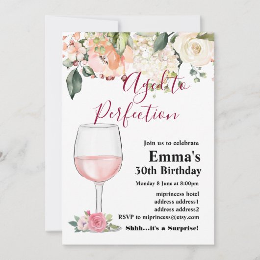 Wijn verjaardagsuitnodiging, Gerijpt tot perfectie Kaart (Voorkant)