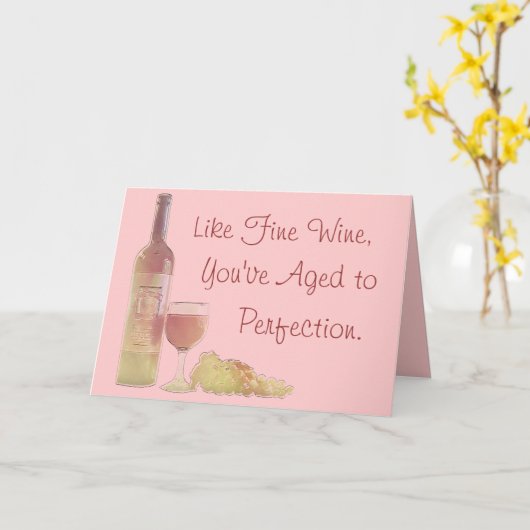 Wijn verouderd tot perfecte verjaardag kaart (Gele Bloem)