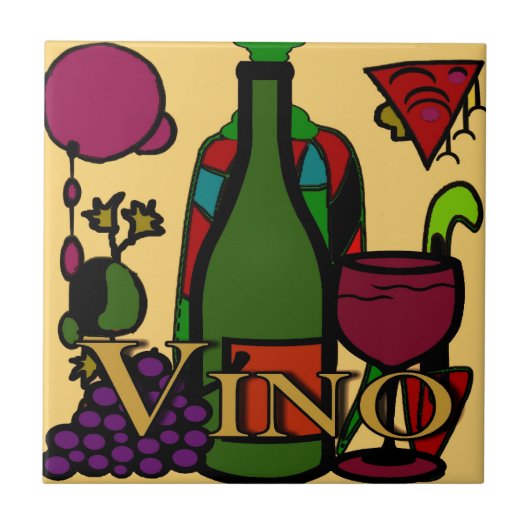 Wijn, Vino Abstract plein Tegeltje (Voorkant)