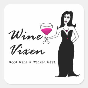 Wijn Vixen "Wicked Girl" Vierkante Sticker