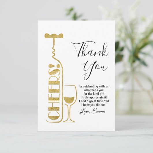 wijn, volwassen verjaardag, bruiloft, feest bedankkaart (Staand voorkant)