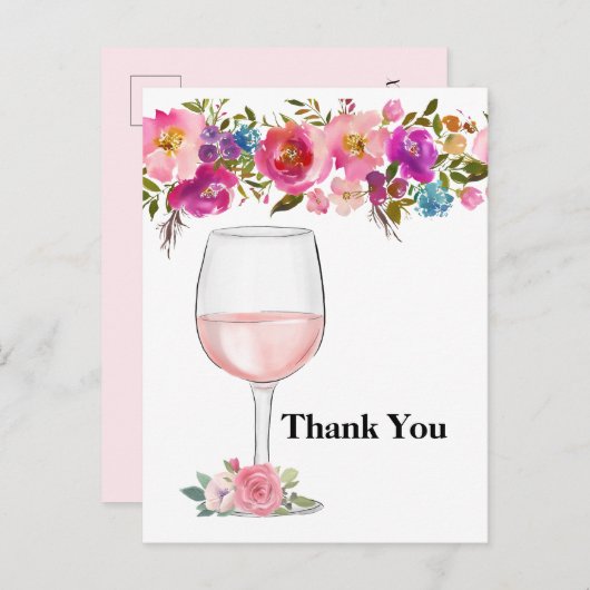 wijn, volwassen verjaardag, trouwen, bloemen bedan uitnodiging briefkaart (Voorkant / Achterkant)