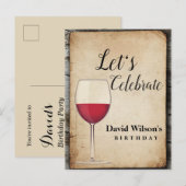 wijn, volwassen verjaardag, uitnodiging briefkaart (Voorkant / Achterkant)