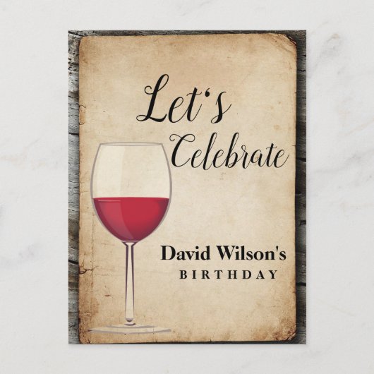 wijn, volwassen verjaardag, uitnodiging briefkaart (Voorkant)