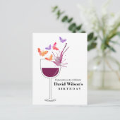 wijn, volwassen verjaardag, uitnodiging briefkaart (Staand voorkant)