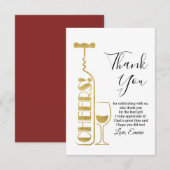 wijn, volwassenen verjaardag, trouwen, feest bedankkaart (Voorkant / Achterkant)