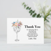 wijn, volwassenenverjaardag, bruiloft, floral bedankkaart (Staand voorkant)