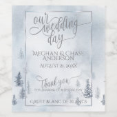 Wijn voor bruiloft | Silver Blue Winter Wonderland Etiket (Enkel label)