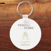 Wijn voor de Huwelijksbelofte Witte Bloemen Bruids Sleutelhanger (Voorkant)