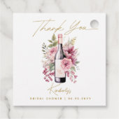 Wijn voor de Huwelijksgeloften Elegante Waterverf Bedankjes Labels (Achterkant)