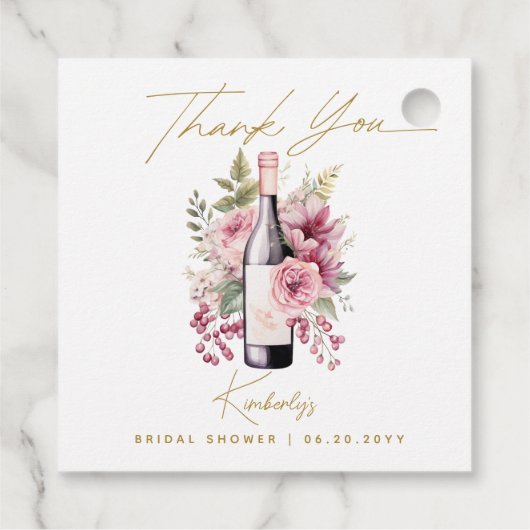 Wijn voor de Huwelijksgeloften Elegante Waterverf Bedankjes Labels (Achterkant)