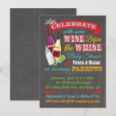 Wijn vóór de uitnodiging van het Baby shower Wijn (Voorkant / Achterkant)