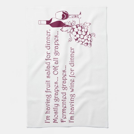 Wijn voor diner theedoek (Verticaal)