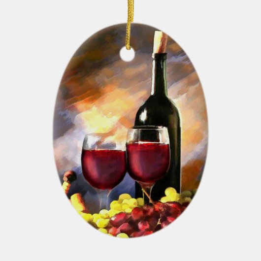 Wijn voor en na keramisch ornament (Voorkant)