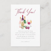 Wijn voor geloften Wijn Bruidsdouche Bedankkaart (Voorkant)