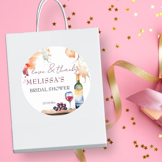 Wijn voor geloften wijngaard bruidsfeest cadeautje ronde sticker