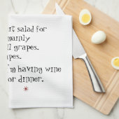 Wijn voor het diner Funny Wine Quote met kat Theedoek (Quarter Fold)