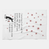 Wijn voor het diner Funny Wine Quote met kat Theedoek (Horizontaal)