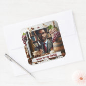 Wijn voor mijn papa vierkante sticker (Envelop)