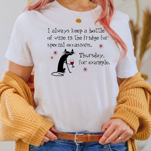 Wijn voor speciale gelegenheden Funny Cat T-shirt