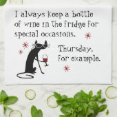 Wijn voor speciale gelegenheden Funny Cat Theedoek (Gevouwen)