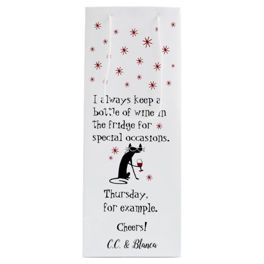 Wijn voor speciale gelegenheden Funny Cat Wijn Cadeautas (Voorkant)