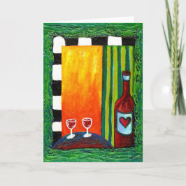 Wijn voor twee Wenskaarten Feestdagen Kaart