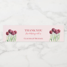 Wijn voor weddenschap Paarse roze alliums voor blo Waterfles Etiket