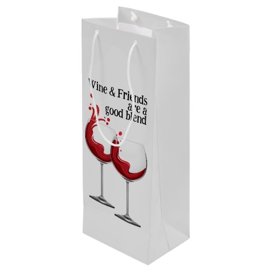 WIJN & VRIENDEN Quote Rood Modern Wijn Cadeautas (Achterkant Gekanteld)