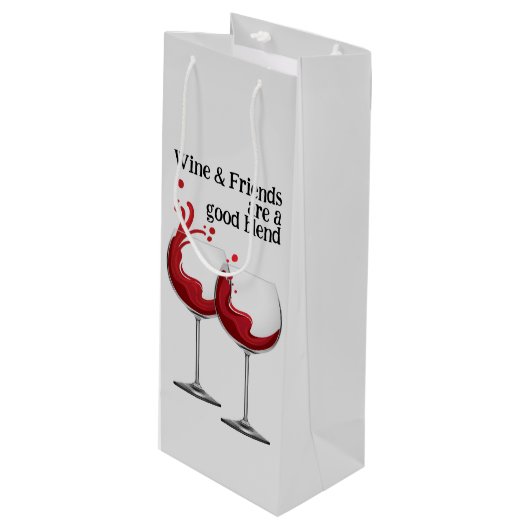 WIJN & VRIENDEN Quote Rood Modern Wijn Cadeautas (Voorkant Gekanteld)