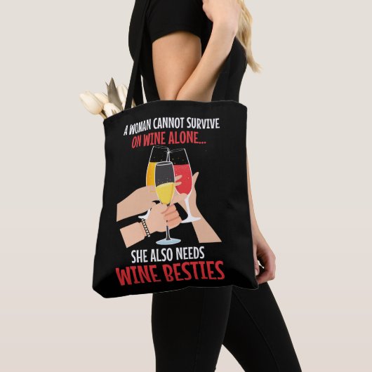 Wijn Vriendin Drinker Besties Diva Tote Bag (Dichtbij)