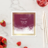 Wijn waterverf op witte gepersonaliseerde bruiloft servet (Insitu)