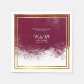 Wijn waterverf op witte gepersonaliseerde bruiloft servet (Voorkant)