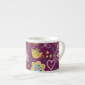 Wijn Whimsical Vogels en bloemen Espresso Kop (Voorkant rechts)